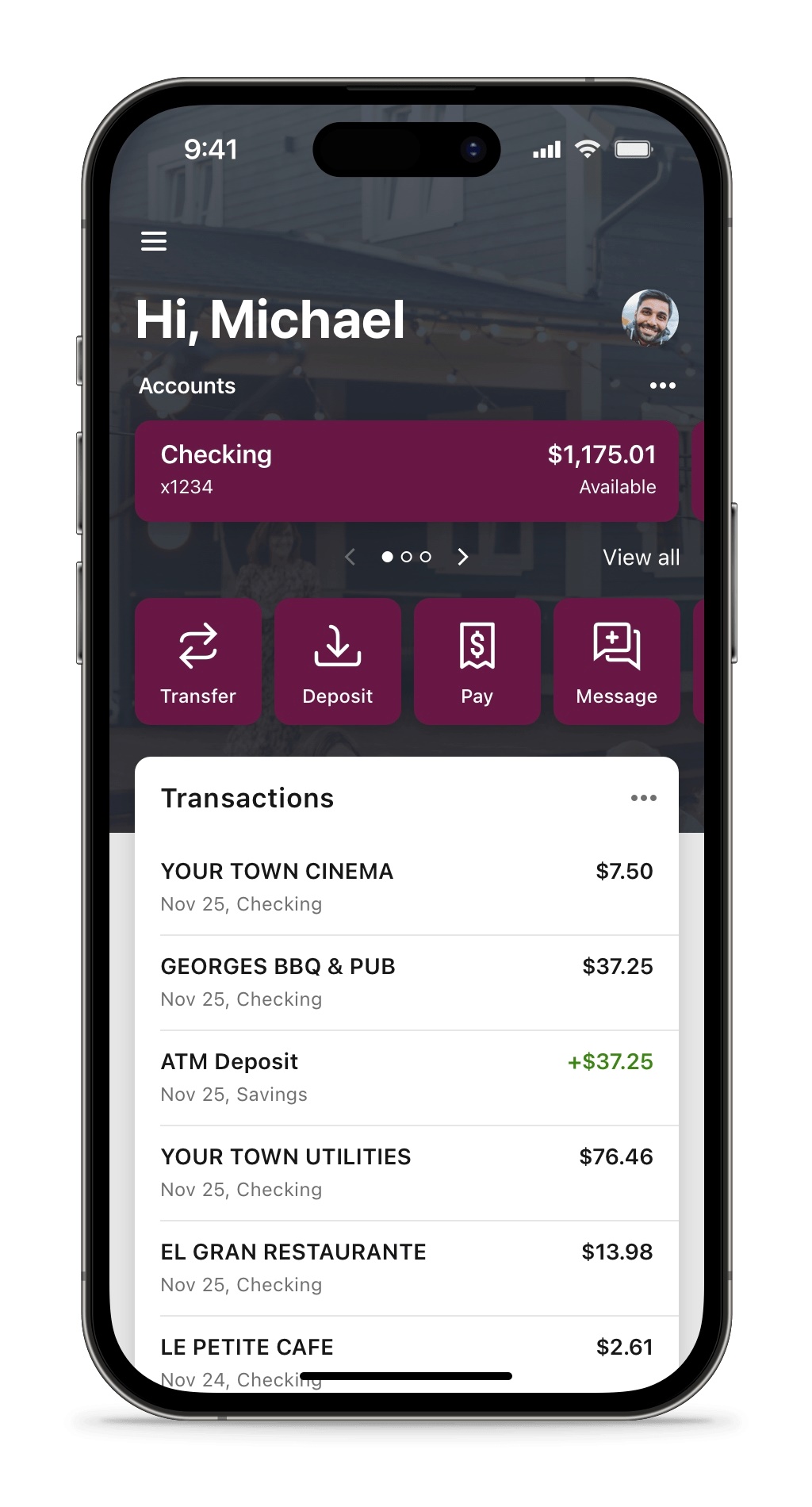  Computer rendering of bank phone app