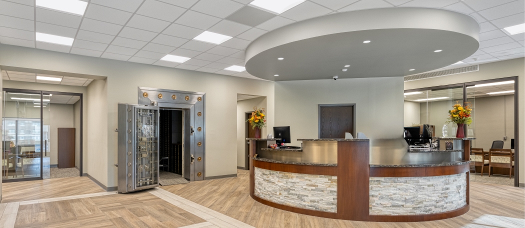 circular teller are of Bement branch interior